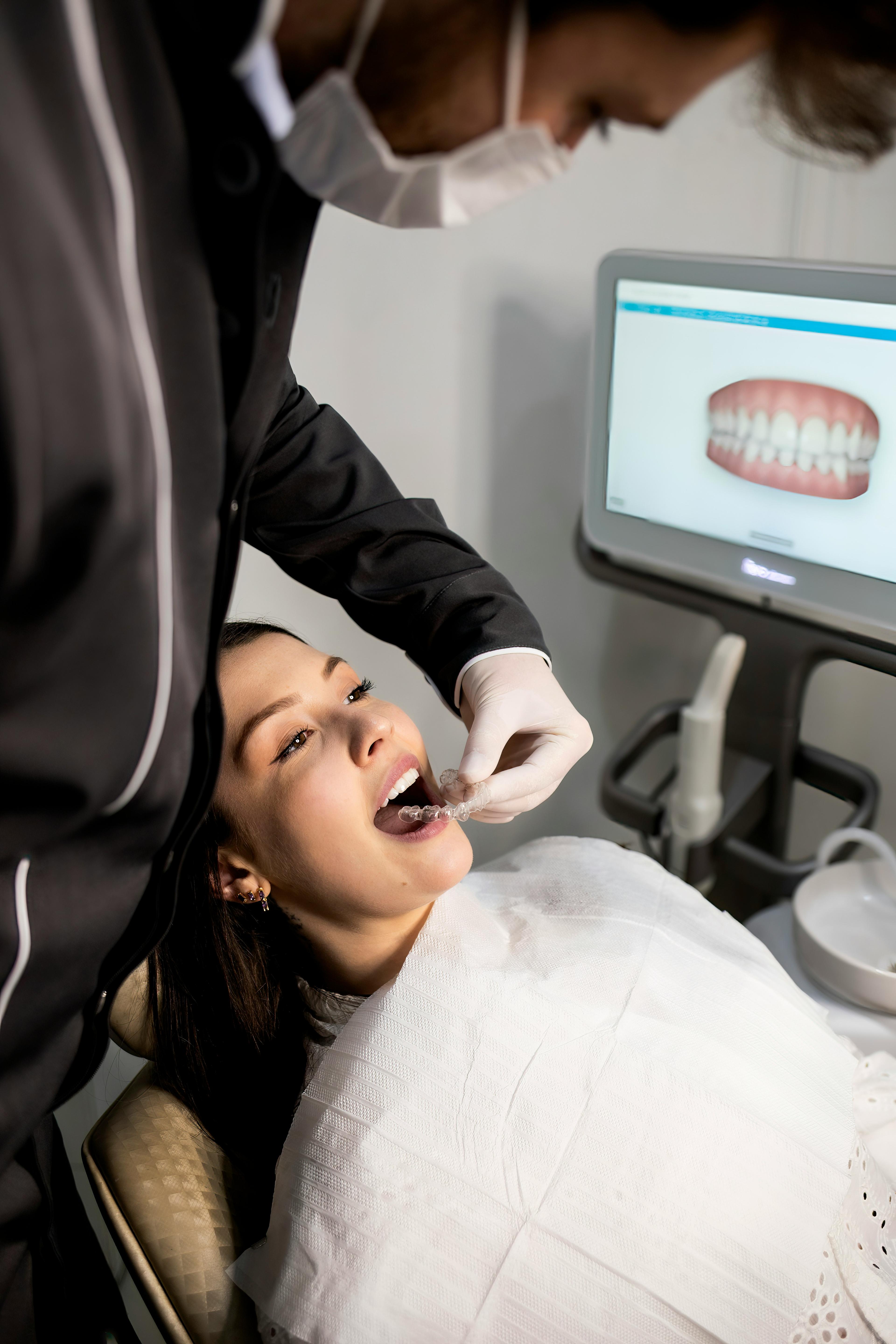 Patient consultation with dentist
